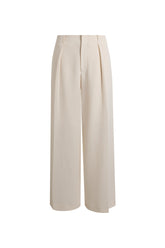 Athena Acetate Wide Leg Pants - Beige